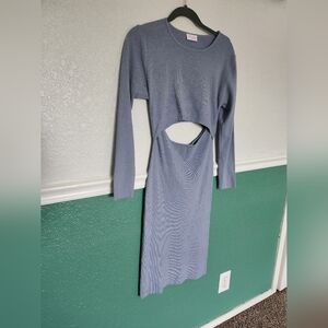 Pink Lily Elegant Blue Grey Cut-Out Dress Womens Size Small‎